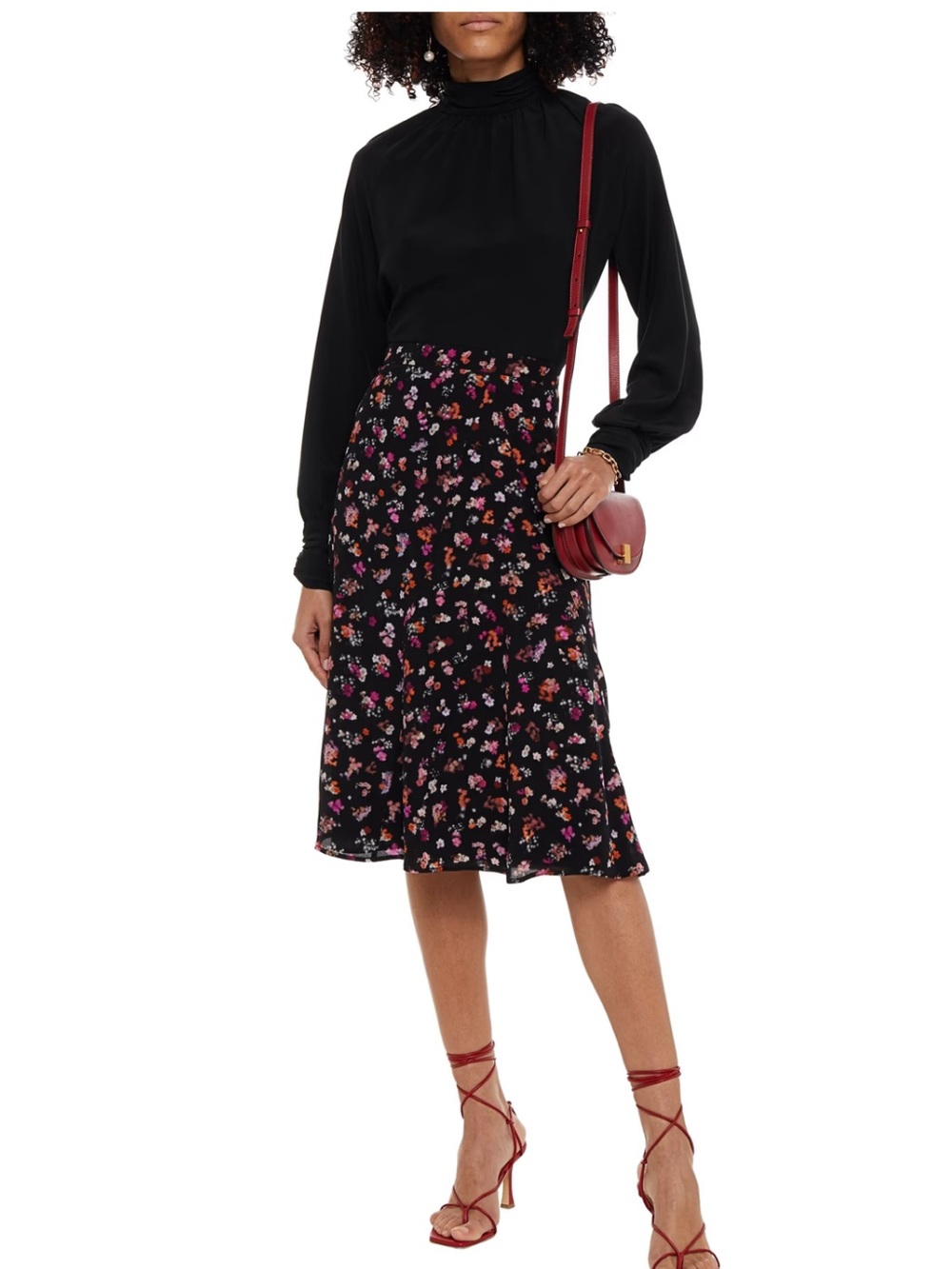 Altuzarra Floral-Print Skirt in Black Silk Made in Italy